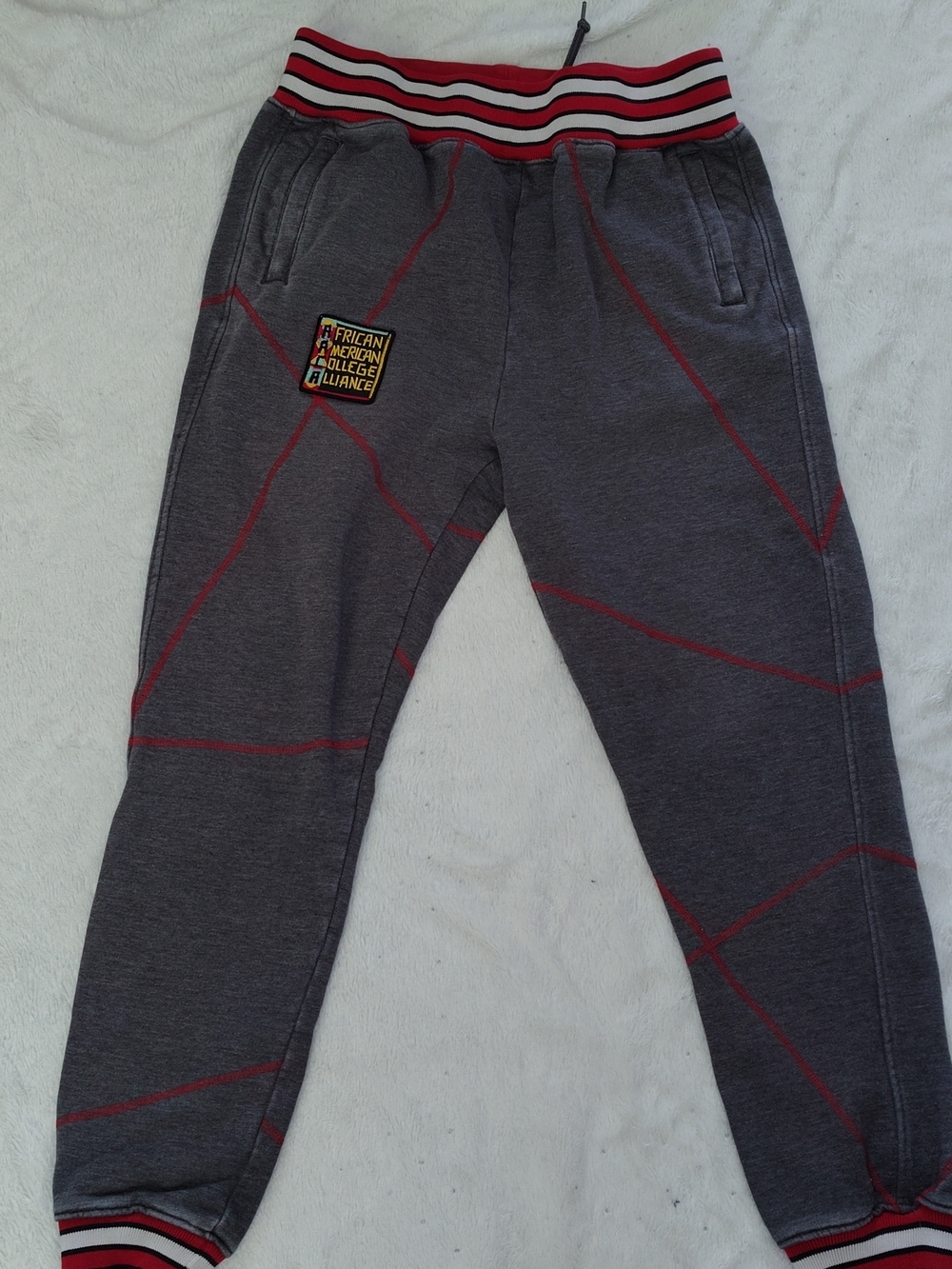 Kids Gray Joggers with Red Stripe Detail - Unbranded